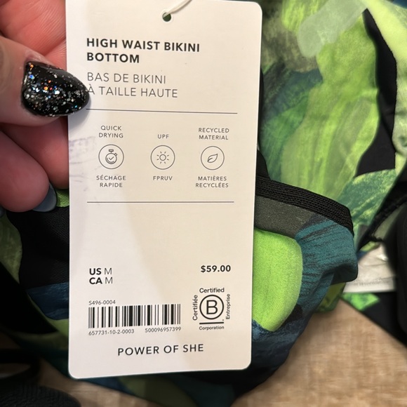 💚 Athleta High Waist Bikini Bottom // Liana Floral Green - Picture 9 of 12